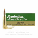 Premium 243 Win Varmint Ammo For Sale - 75 gr AccuTip Ammunition In Stock by Remington - 20 Rounds