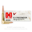 Premium 6.5 Creedmoor Ammo For Sale - 100 Grain ELD-VT Ammunition in Stock by Hornady V-Match - 20 Rounds