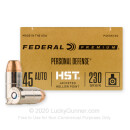 Defensive 45 ACP Ammo For Sale - 230 gr HST JHP - Federal Premium Defense Ammunition In Stock - 20 Rounds
