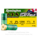 Cheap 12 Gauge Ammo For Sale - 2-3/4” 1-1/8oz. #8 Shot Ammunition in Stock by Remington American Clay & Field - 25 Rounds