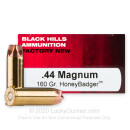 Premium 44 Magnum Ammo For Sale - 160 Grain HoneyBadger Ammunition in Stock by Black Hills - 50 Rounds