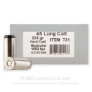 Premium 45 Long Colt Ammo For Sale - 225 Grain Hard Cast Wadcutter Ammunition in Stock by Underwood - 20 Rounds