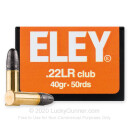 Premium Competition Target 22 LR Ammo For Sale - 40 gr Solid Ammunition by Eley Club - 500 Rounds