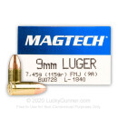 Cheap 9mm Luger Ammo For Sale - 115 gr FMJ - Magtech Ammunition In Stock - 50 Rounds