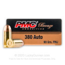 380 Auto Ammo In Stock - 90 gr FMJ - 380 ACP Ammunition by PMC For Sale - 1000 Rounds