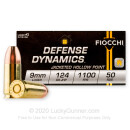 9mm Ammo For Sale - 124 gr JHP - Reloadable Fiocchi Ammunition Online