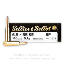 Premium 6.5x55mm Swedish Ammo For Sale - 140 Grain SP Ammunition in Stock by Sellier & Bellot - 20 Rounds