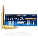 Premium 300 Winchester Magnum Ammo For Sale - 180 Grain Copper HP Ammunition in Stock by Federal Power-Shok - 20 Rounds