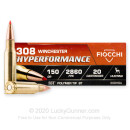 Cheap 308 Ammo For Sale - 150 Grain Ammunition in Stock by Fiocchi Extrema - 20 Rounds