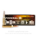 Premium 7mm-08 Remington Ammo For Sale - 120 Grain Fusion Ammunition in Stock by Federal Fusion - 20 Rounds