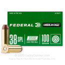 Cheap 38 Special Ammo For Sale - 100 Grain Lead Free Ammunition in Stock by Federal American Eagle Indoor Range Training - 50 Rounds