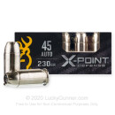 Premium 45 ACP Ammo For Sale - 230 Grain JHP Ammunition in Stock by Browning X-Point Defense - 20 Rounds