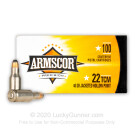 Cheap 22 TCM Ammo For Sale - 40 Grain JHP Ammunition in Stock by Armscor - 100 Rounds