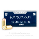 40 S&W Ammo For Sale - 165 gr TMJ - Speer Lawman 40 cal Ammunition - 50 Rounds