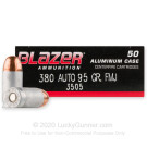 Bulk 380 Auto Ammo For Sale - 95 Grain FMJ Ammunition in Stock by Blazer - 1000 Rounds