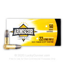 22 LR Ammo For Sale - 40 gr LS - Lead Solid Armscor Ammunition - 50 Rounds