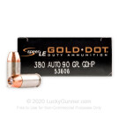 380 ACP LE Defense Ammo In Stock by Speer Gold Dot - 90 gr JHP - 380 ACP Ammunition - 1000 Rounds