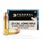 Cheap 22 LR Ammo For Sale - 40 gr Copper Plated Round Nose Ammunition by Federal Game-Shok In Stock - 50 Rounds