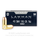 40 S&W Ammo - 180 gr TMJ - Speer Lawman 40 cal Ammunition - 1000 Rounds
