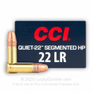 Cheap 22 LR Ammo For Sale - 40 Grain SHP Ammunition in Stock by CCI Quiet-22 - 500 Rounds