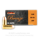 Cheap 32 Auto JHP Ammo For Sale - 60 gr JHP PMC Ammo Online - 50 Rounds