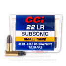 22 LR Subsonic Ammo For Sale - 40 gr LHP - CCI Mini Mag Ammunition In Stock - 100 Rounds