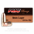 Cheap 9mm Ammo For Sale - 124 gr FMJ - Reloadable PMC Ammunition Online - 50 Rounds