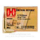 5.7x28mm - 40 Grain JHP - Hornady Critical Defense - 25 Rounds