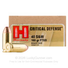 40 S&W - 165 Grain JHP FTX - Hornady Critical Defense - 200 Rounds