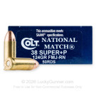 38 Super - +P 124 Grain FMJ - Colt National Match - 50 Rounds