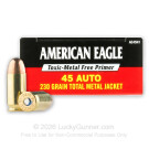 45 ACP - 230 Grain TMJ - Federal American Eagle Indoor Range Training - 1000 Rounds