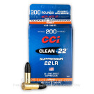22 LR - 45 Grain LRN - CCI Clean-22 Suppressor - 200 Rounds