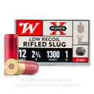 12 Gauge - 2-3/4" 1oz. HP Rifled Slug - Winchester Super-X Low Recoil - 15 Rounds