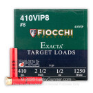 410 Bore - 2-1/2" 1/2 oz. #8 Shot - Fiocchi Exacta Target Loads - 250 Rounds