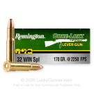 32 Winchester Special - 170 Grain Polymer Tip - Remington Core-Lokt Tipped Lever Gun - 20 Rounds