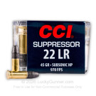 22 LR - 45 Grain LHP - CCI Suppressor - 50 Rounds