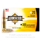 300 AAC Blackout - 147 Grain FMJ - Armscor - 20 Rounds