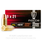 9x21mm IMI - 124 Grain FMJTC - Fiocchi - 50 Rounds