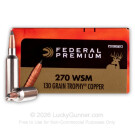 270 WSM - 130 Grain Trophy Copper PT - Federal Vital-Shok - 20 Rounds