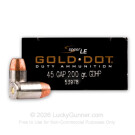 45 GAP - 200 gr JHP - Speer Gold Dot - 50 Rounds 