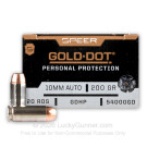 10mm Auto - 200 Grain JHP - Speer Gold Dot - 200 Rounds