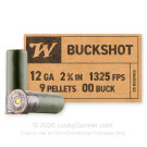 12 Gauge - 2-3/4" 9 Pellets 00 Buckshot - Winchester Military Grade - 25 Rounds