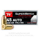 45 ACP - 230 Grain FMJ RN - Winchester Super Match Major Power Factor - 500 Rounds