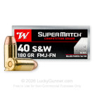 40 S&W - 180 Grain FMJ FN - Winchester Super Match Major Power Factor - 50 Rounds