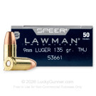 9mm - 135 Grain TMJ - Speer Lawman - 50 Rounds