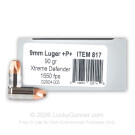 9mm - +P+ 90 Grain Xtreme Defender - Underwood - 200 Rounds