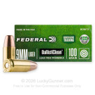 9mm - 100 Grain RHT Frangible - Federal LE Ballisticlean - 1000 Rounds
