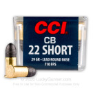 22 Short - 29 gr LRN - CCI CB Subsonic - 100 Rounds
