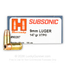 9mm - 147 Grain JHP XTP - Hornady Subsonic - 25 Rounds