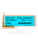 300 AAC Blackout - Subsonic 200 Grain FMJ - Sellier & Bellot - 20 Rounds